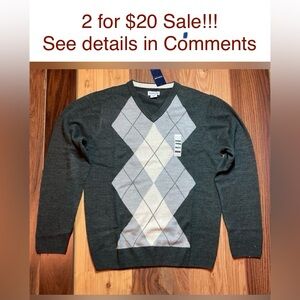 Haggar Argyle Pattern Men’s Sweater, Size Small. NWT!